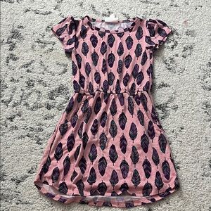 LuLaRoe Kids Dress with Pink and Purple Feather Design